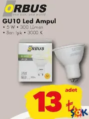ORBUS GU10 LED AMPUL 5W 300 LÜMEN fiyat ve kampanya bilgisi